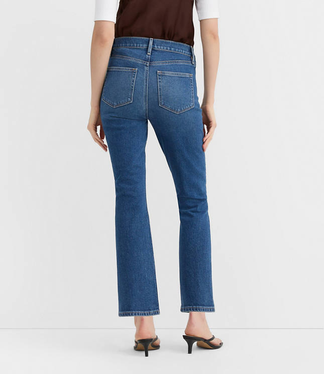 Rivete Petite Welt Pocket High Rise Kick Crop Jeans in Mid Wash