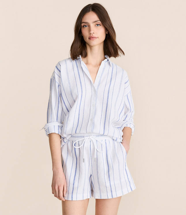 Lou & Grey Striped Linen Cotton Back Slit Tunic Shirt