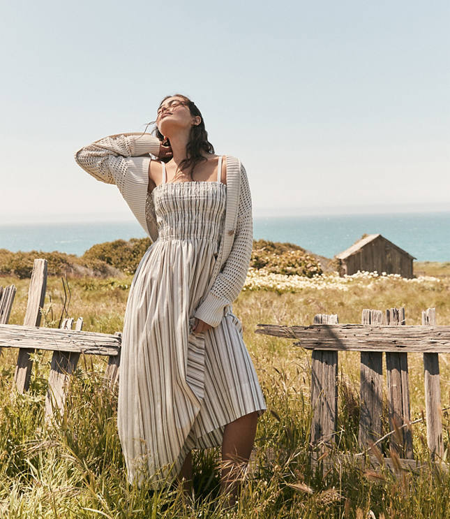 Haven Well Within Organic Cotton Poplin Smocked Midi Dress