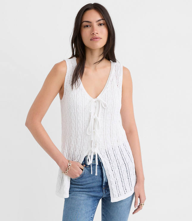 Pointelle Bow Sweater Vest