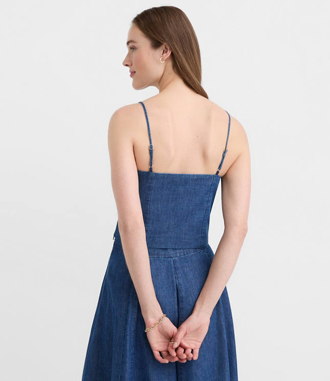 Chambray Ruched Bustier Top