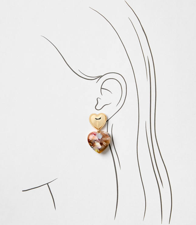 Tortoiseshell Print Puffy Heart Earrings