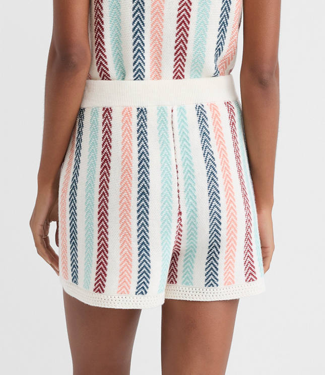 Petite LOFT Beach Chevron Stripe Drawstring Shorts