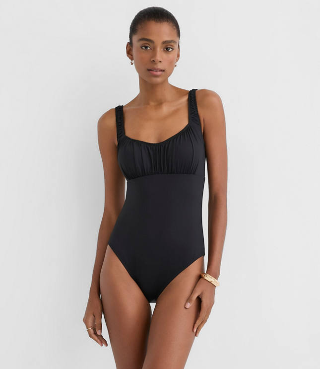 LOFT Beach Ruched Bodice One Piece Swimsuit