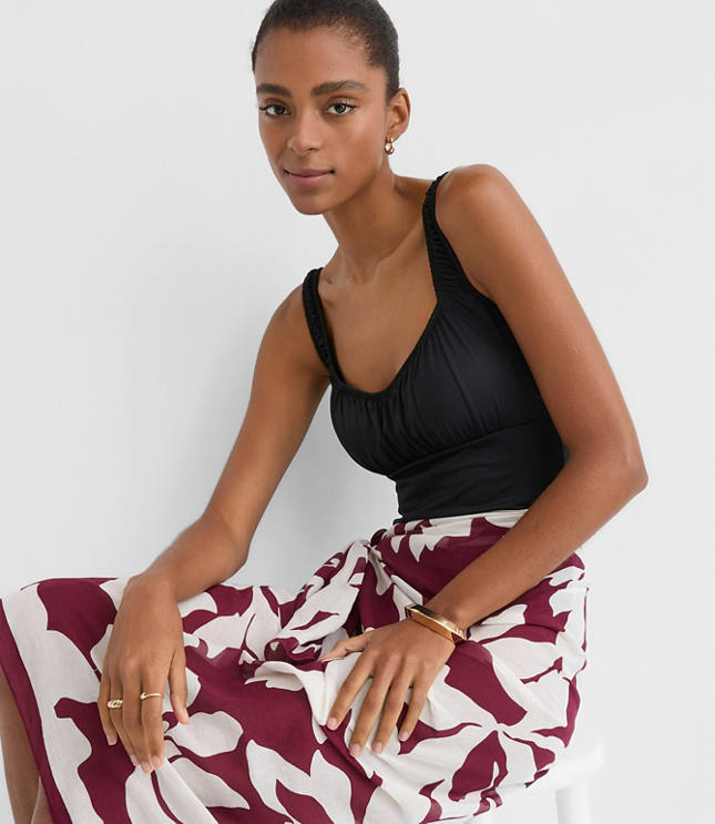 LOFT Beach Ruched Bodice One Piece Swimsuit