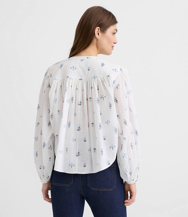 Petite Floral Balloon Sleeve Blouse