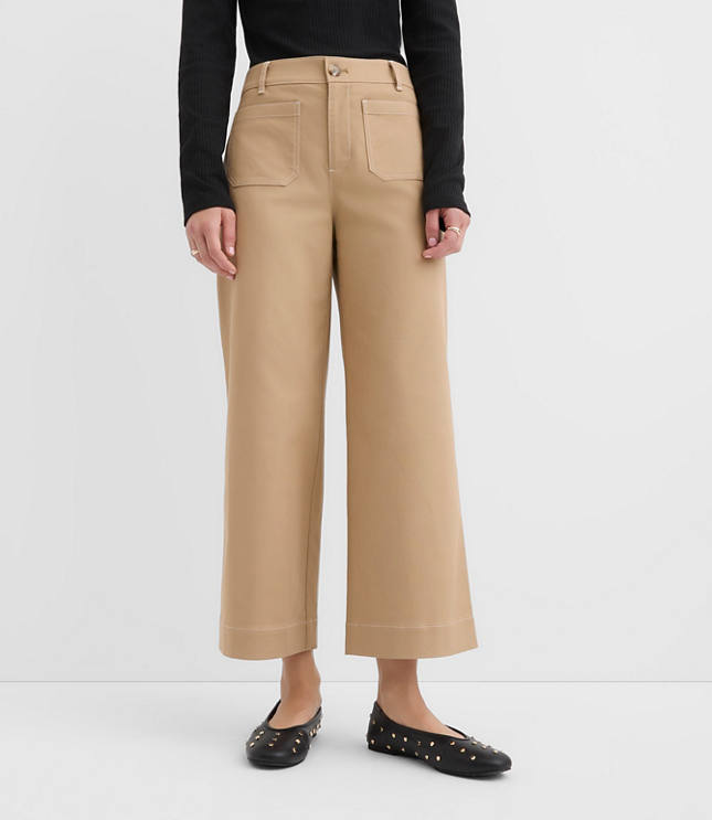 Curvy Palmer Wide Leg Crop Pants in Contrast Stitch