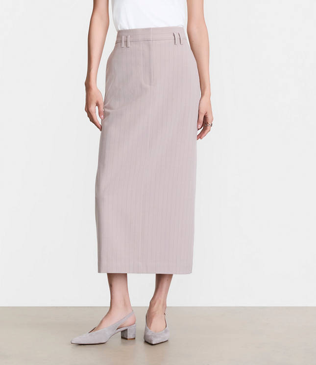 Petite LOFT Versa Seasonless Stretch Trouser Midi Pocket Skirt in Stripe