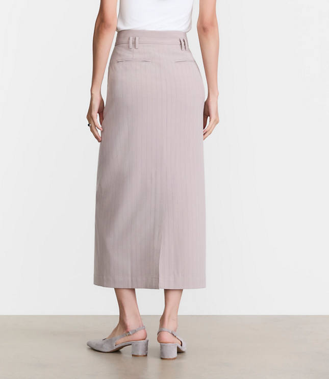 Petite LOFT Versa Seasonless Stretch Trouser Midi Pocket Skirt in Stripe