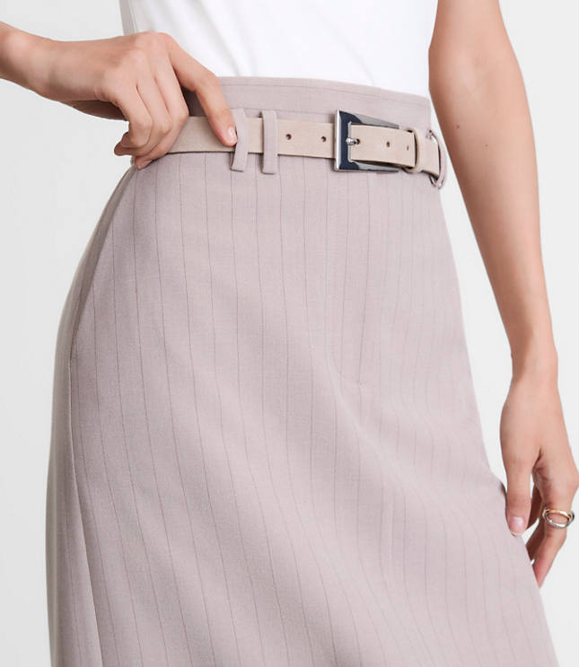 Petite LOFT Versa Seasonless Stretch Trouser Midi Pocket Skirt in Stripe
