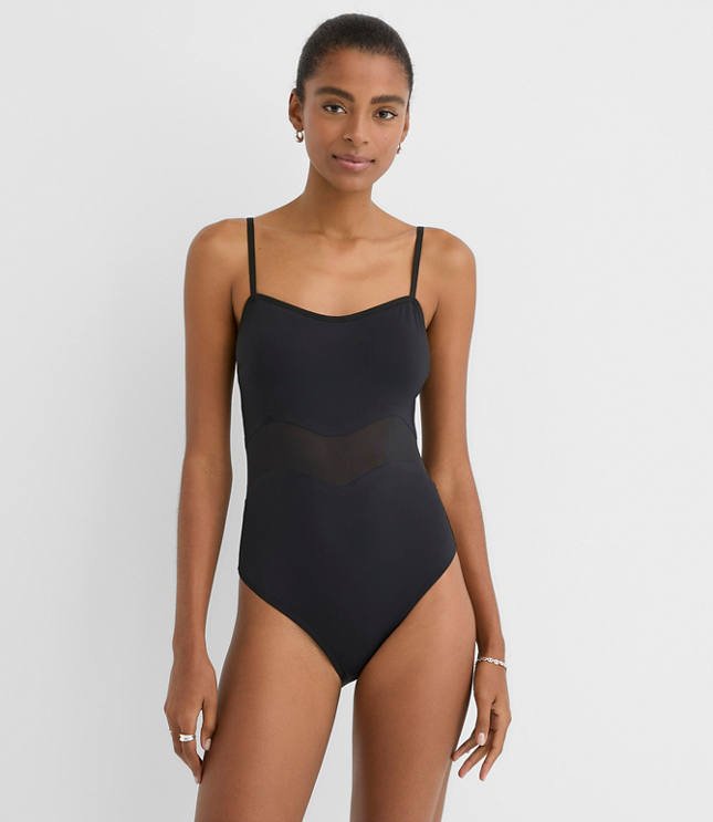 LOFT Beach Mesh One Piece Swimsuit