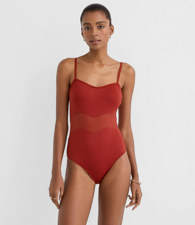 LOFT Beach Mesh One Piece Swimsuit