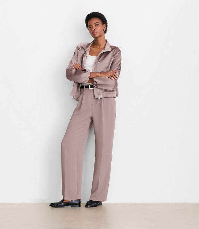 Petite LOFT Versa Satin Bomber Jacket