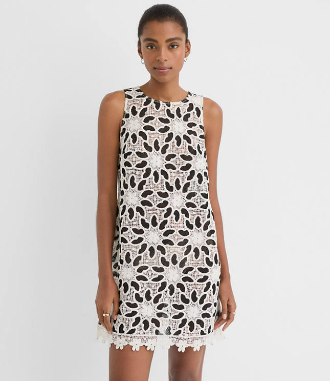 Petite LOFT Beach Floral Crochet Mini Dress