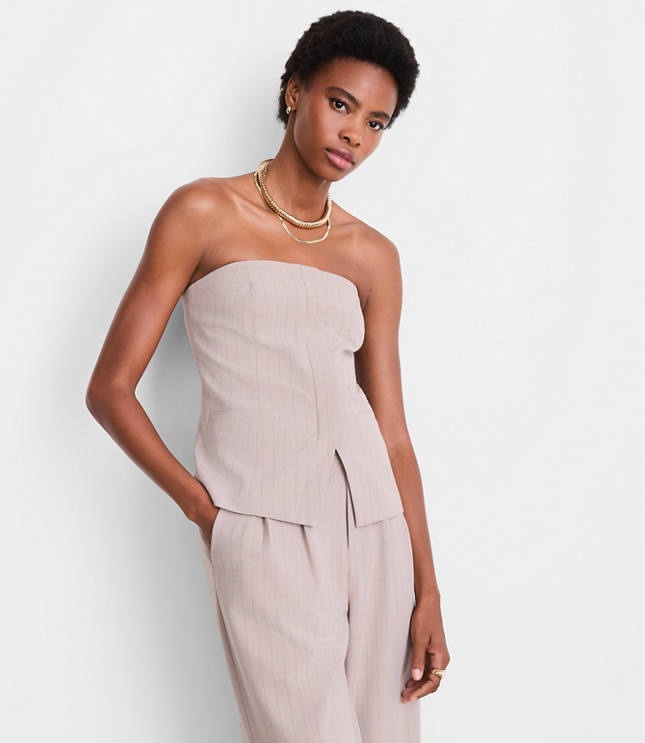 Petite LOFT Versa Seasonless Stretch Strapless Pocket Top in Stripe