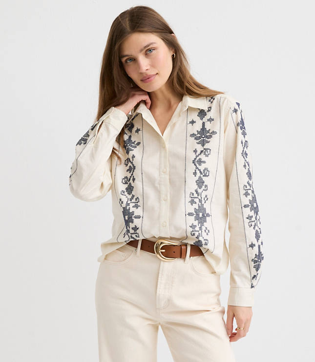 Floral Striped Everyday Relaxed Shirt