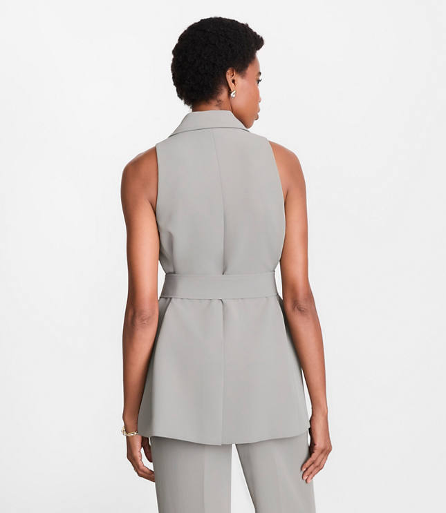 Petite LOFT Versa Crepe Drape Double Breasted Pocket Vest