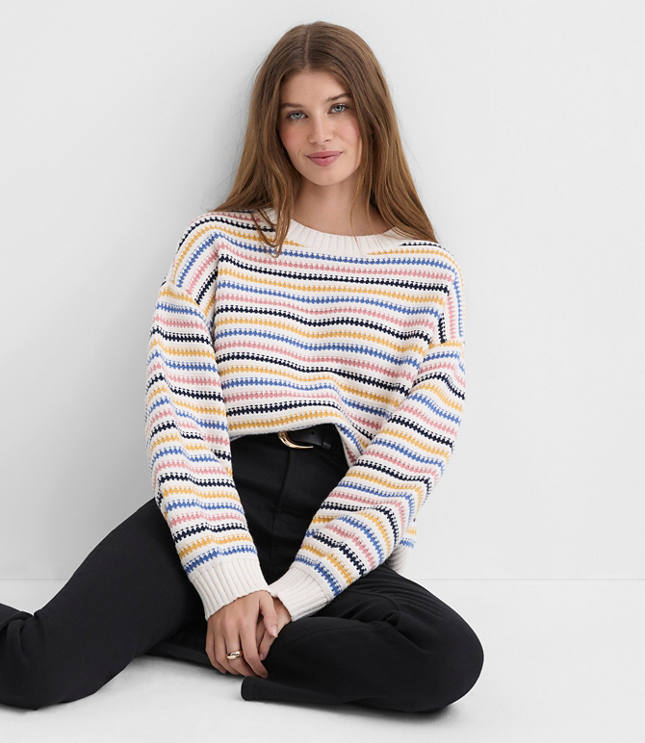 Petite Textured Stripe Relaxed Sweater