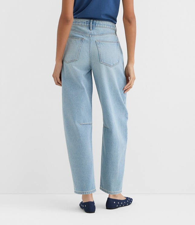 Rivete Petite High Rise Barrel Jeans in Light Wash