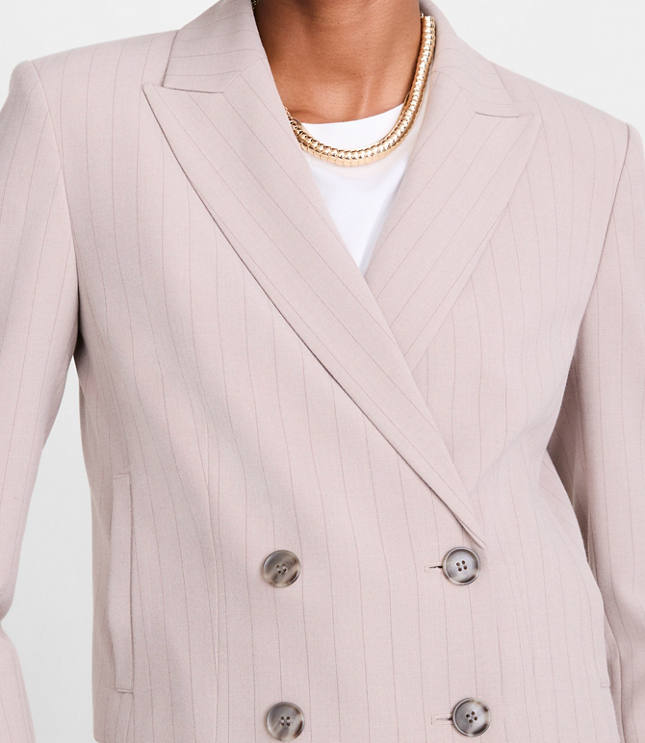 Petite LOFT Versa Seasonless Stretch Double Breasted Blazer in Stripe