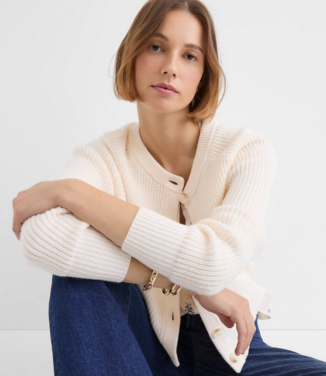 Petite Ribbed Relaxed Cardigan