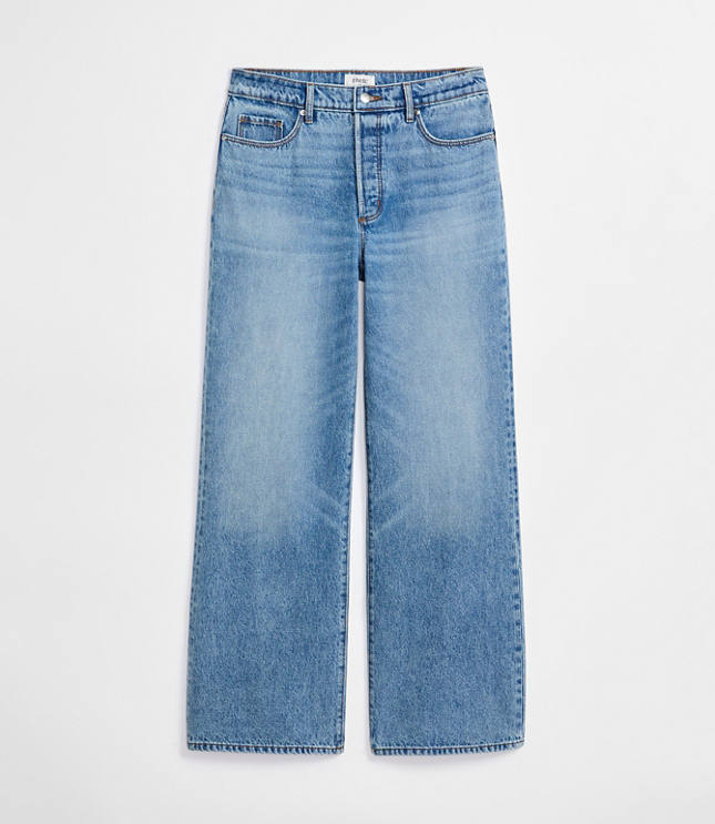 Rivete Petite Curvy High Rise Wide Leg Jeans in Light Wash