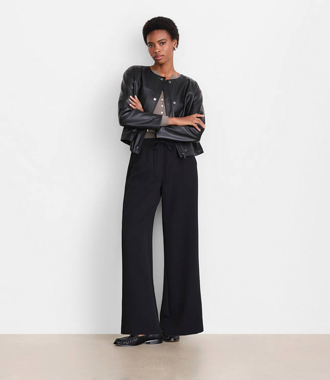 Petite LOFT Versa Crepe Drape Drawstring Pants