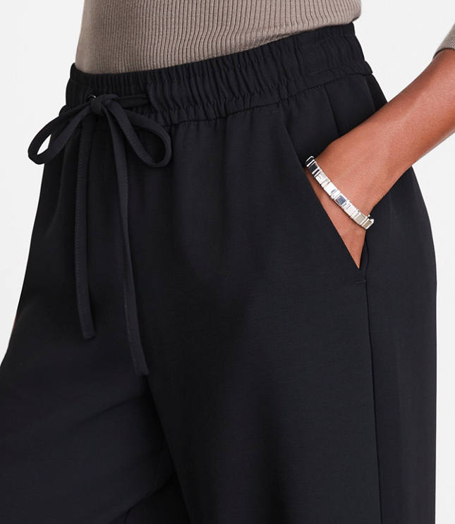 Petite LOFT Versa Crepe Drape Drawstring Pants