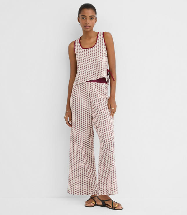 Petite LOFT Beach Geo Crochet Wide Leg Pants