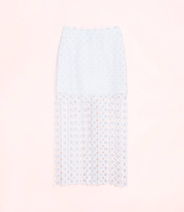 Lately Crochet Lace Fringe Midi Skirt