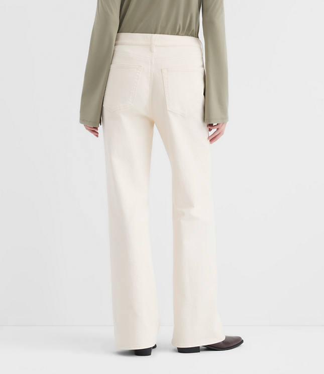 Rivete Petite Curvy High Rise Wide Leg Jeans in Ivory