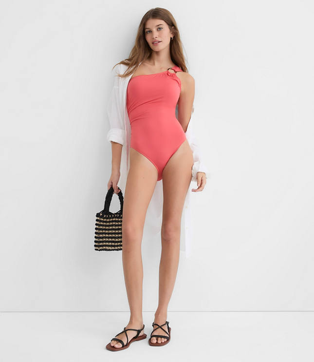 LOFT Beach Ring One Shoulder One Piece Swimsuit