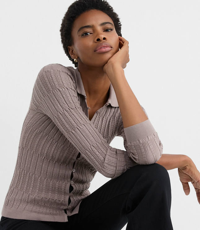 Petite Smocked Ruffle Cardigan Top