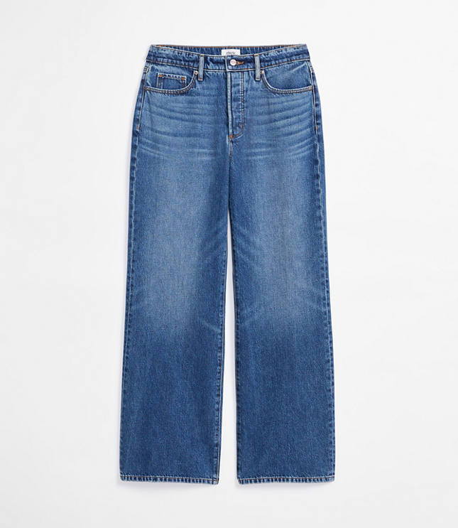 Rivete Petite Curvy High Rise Wide Leg Jeans in Echo Wash