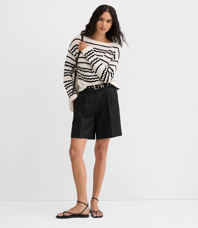 Petite Stitchy Boatneck Sweater