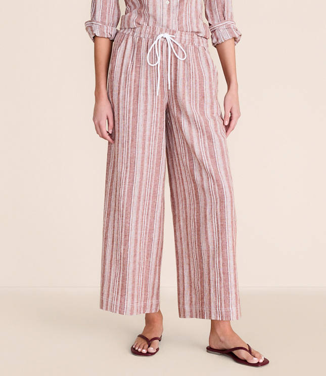 Lou & Grey Striped Linen Cotton Wide Leg Crop Pants
