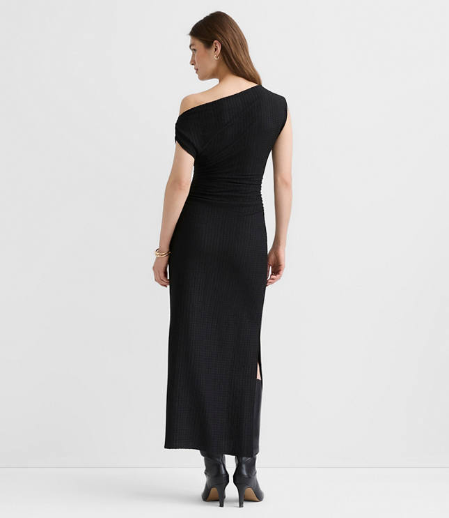 Asymmetrical Ruched Midi Dress