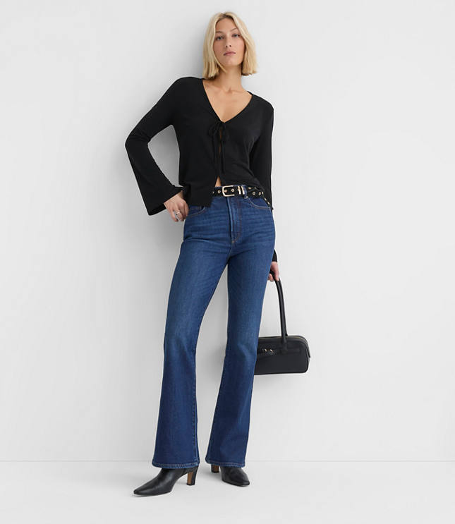 Petite Crepe Jersey Tie Front Top