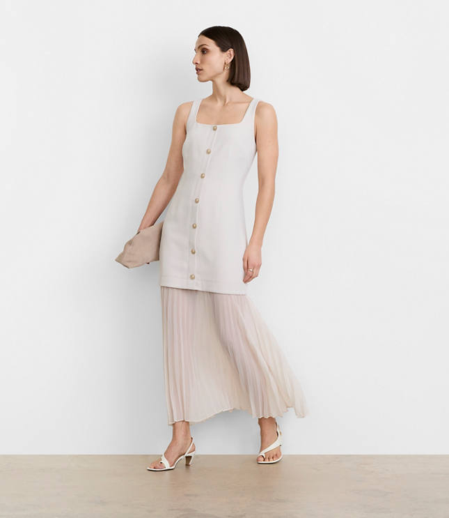 Petite LOFT Versa Crepe Drape Mixed Media Maxi Dress