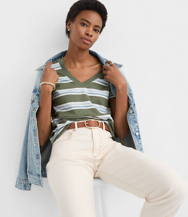 Striped Everyday V-Neck Tee