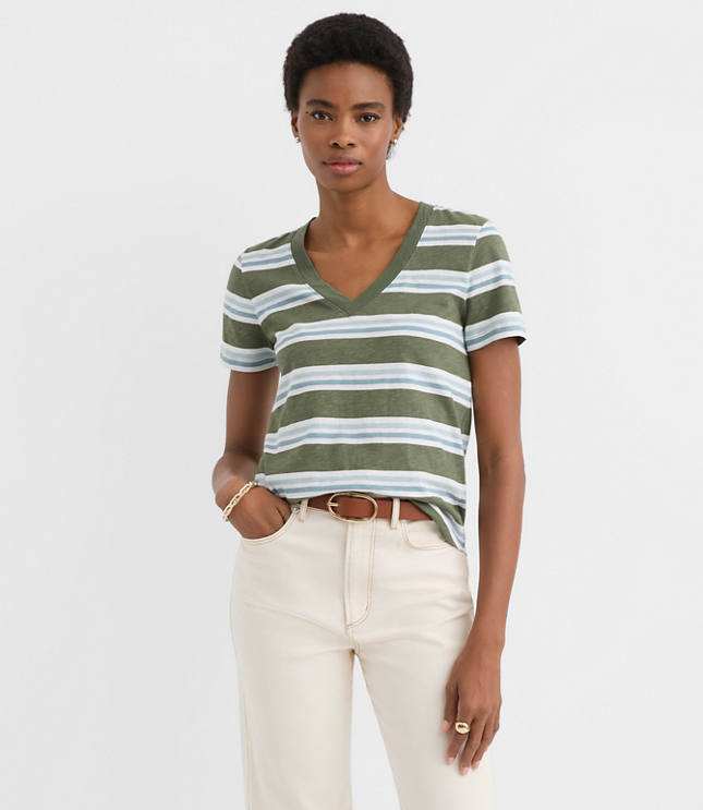 Striped Everyday V-Neck Tee