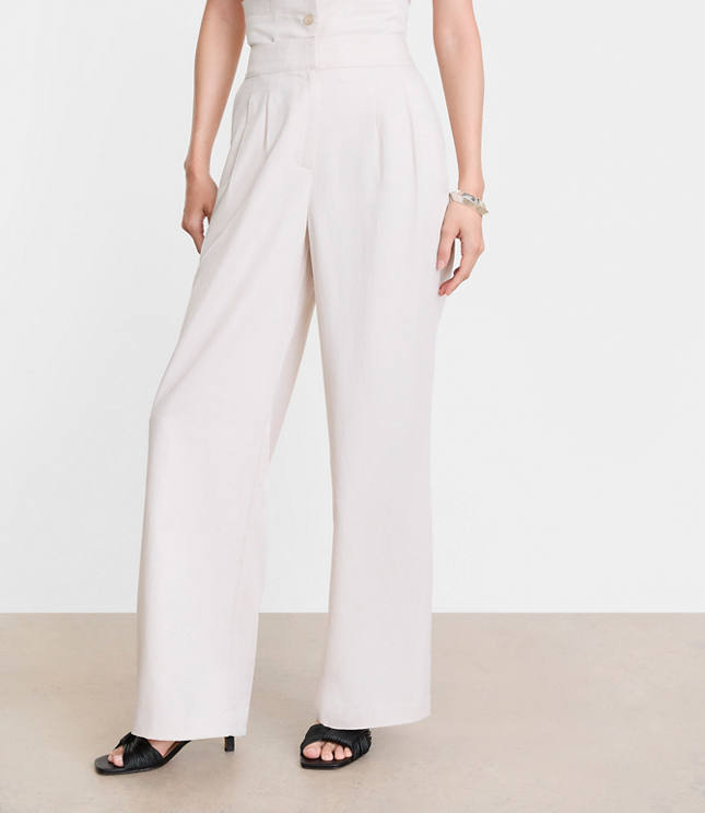 Petite LOFT Versa Pure Spun Pleated Wide Leg Pants