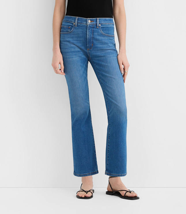 Rivete Petite Mid Rise Kick Crop Jeans Dark Wash
