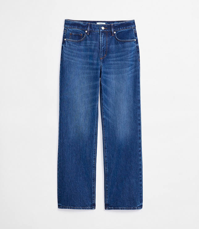 Rivete Tall Mid Rise Relaxed Straight Jeans in Dark Wash