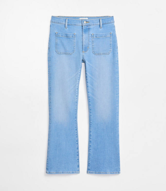 Rivete Petite Mid Rise Kick Crop Jeans in Vintage Light Wash