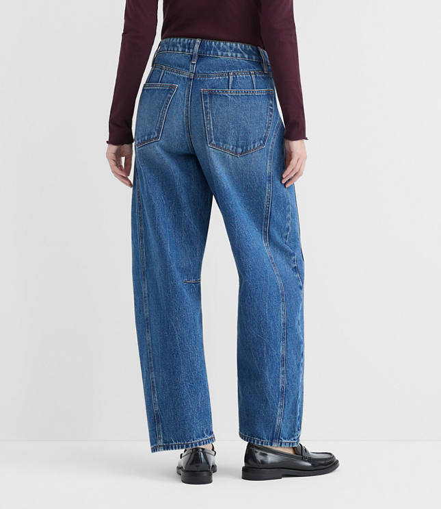 Rivete Tall Curvy Seamed High Rise Barrel Jeans in Dark Wash