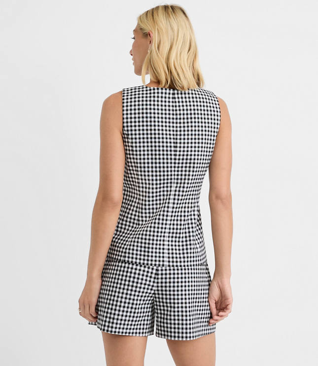 Gingham Cutaway Pocket Vest