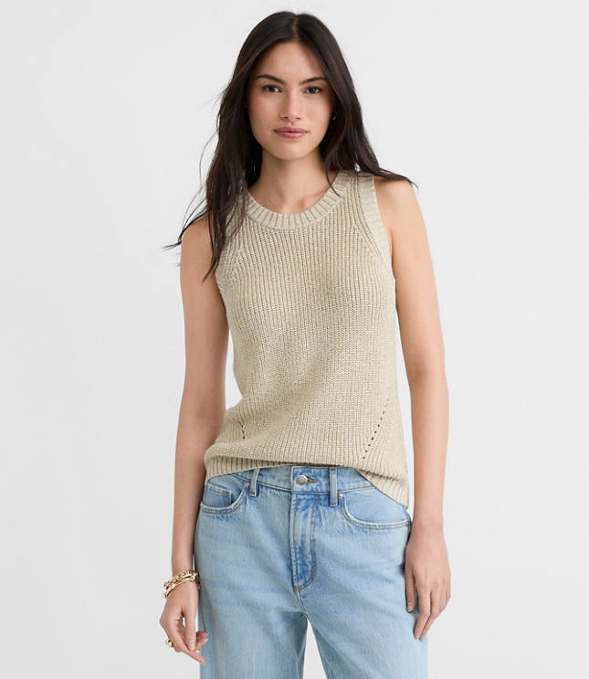Shimmer Halter Sweater Tank Top