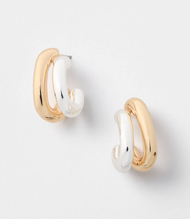 Mixed Metal Open Hoop Earrings