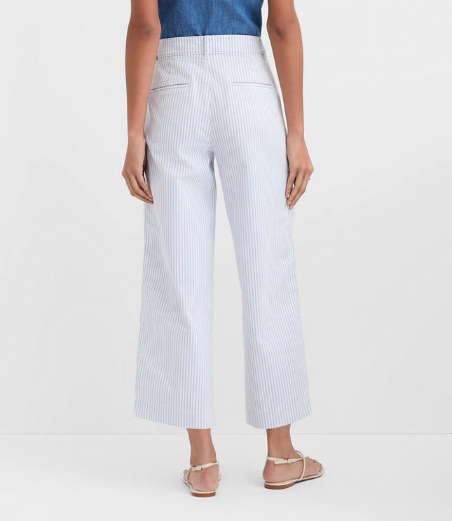 Petite Palmer Wide Leg Crop Pants in Stripe